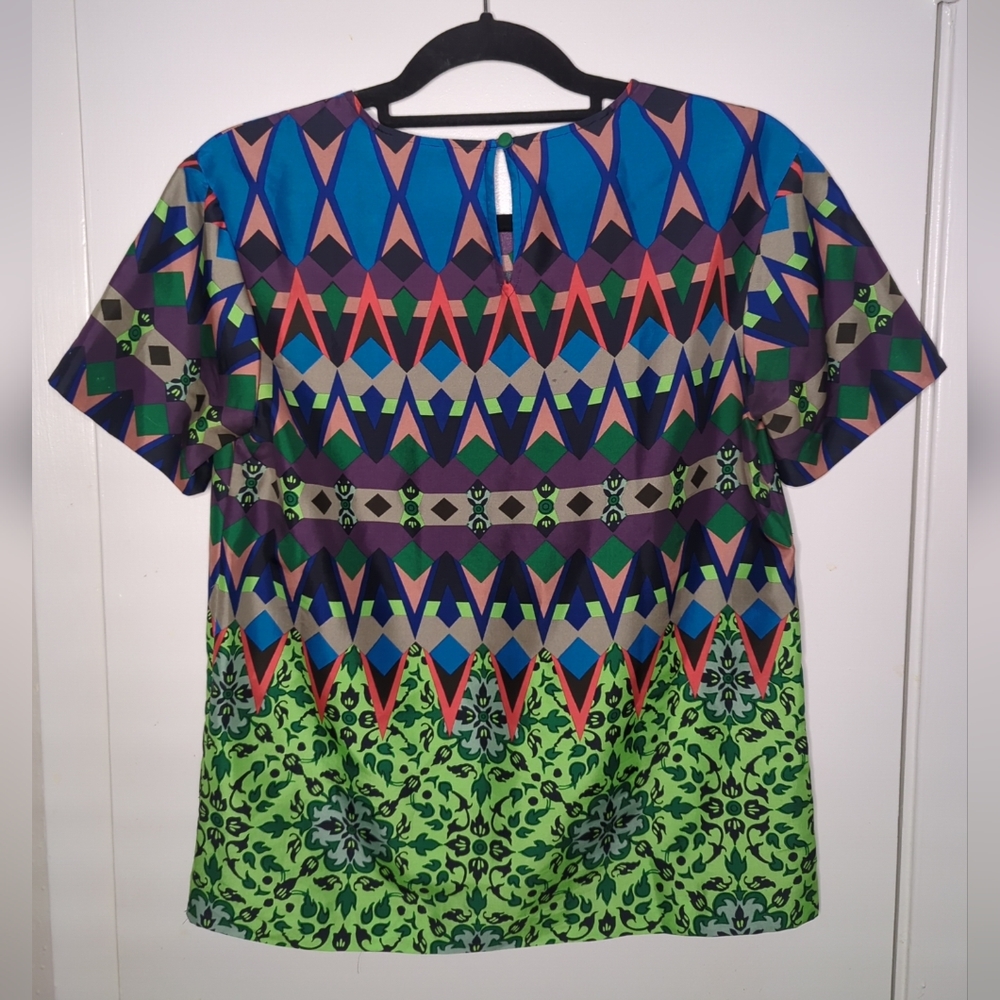 J. Crew Women's Colorful Print 100% Silk Blouse Size 0